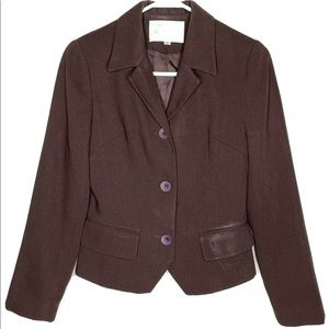 Karimadon Womens Dark Brown 3 Button Blazer Small